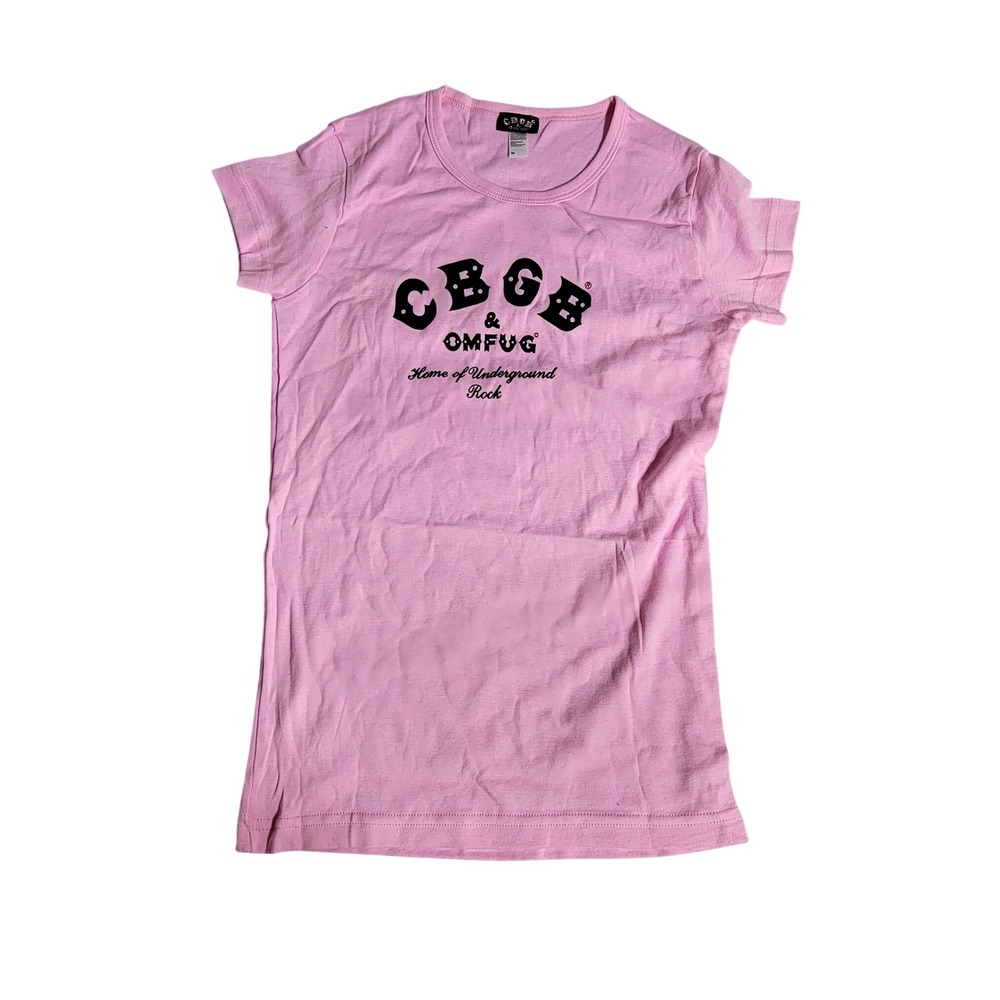 CBGB OMFUG Pink Graphic T-Shirt Womens Medium Home of Underground Rock NYC Tee
